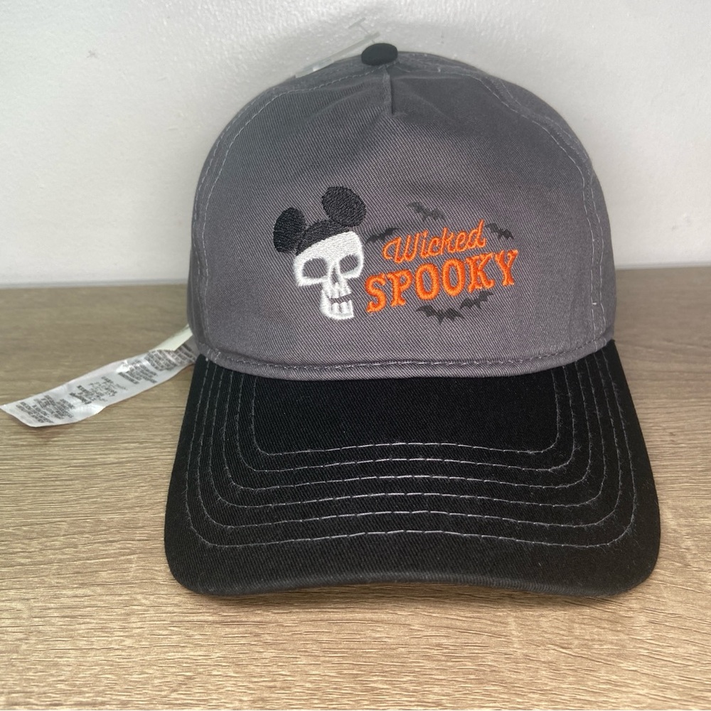 NWT Disney Parks Wicked Spooky Hat Adult Cotton Cap 57-60 cm Gray Black Orange
